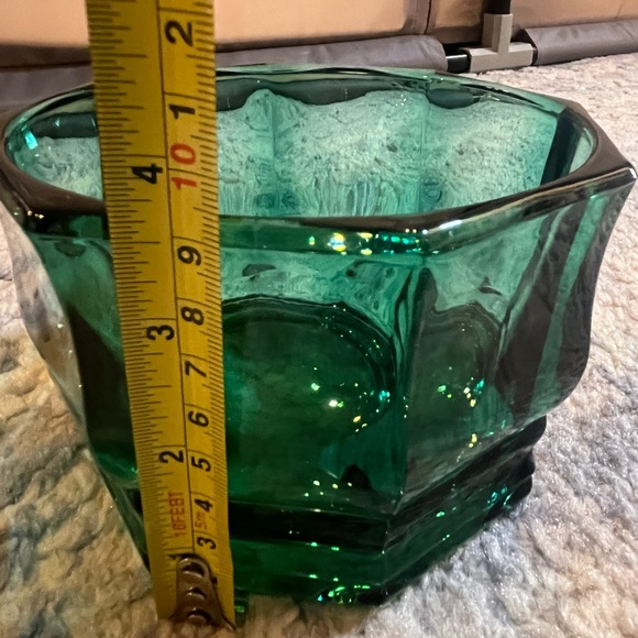 Vintage Indiana Glass GREEN CONCORD Octagon Candy Dish With Lid - Picture 6 of 7